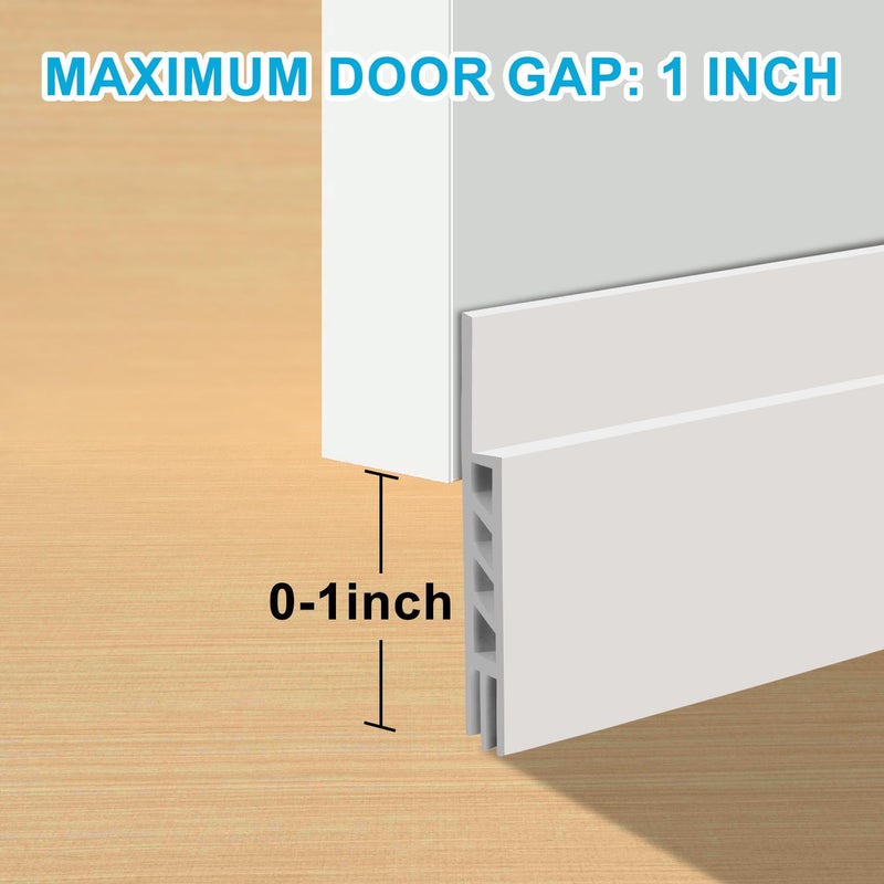 Suptikes 2 Pack Door Draft Stopper Door Sweep for Exterior & Interior Doors Door Bottom Seal Dust and Noise Insulation Weather Stripping Draft Guard Insulator  1.8"" W x 37"" L White - Image 5